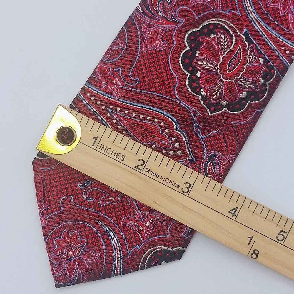 Jos. A. Bank Signature Collection Men's 100% Silk Tie Red Paisley Print Modern - Picture 4 of 4
